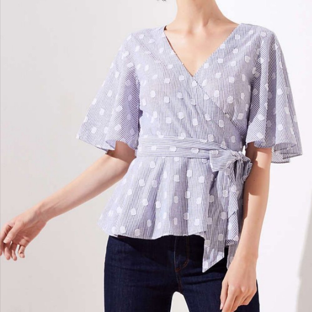 Loft Dot Stripe Wrap Top